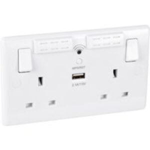 Bg 13A Low Profile WI-FI Extender Switched Socket 2 Gang 1 USB 2.1A