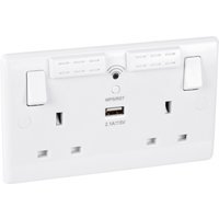 Bg 13A Low Profile WI-FI Extender Switched Socket 2 Gang 1 USB 2.1A