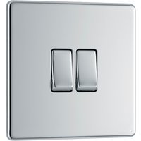 Bg Screwless Flat Plate Polished Chrome 10AX Light Switch 2 Gang 2 Way