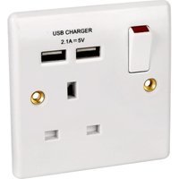 Bg 13A Low Profile Sp USB Switched Socket 1 Gang 2.1A