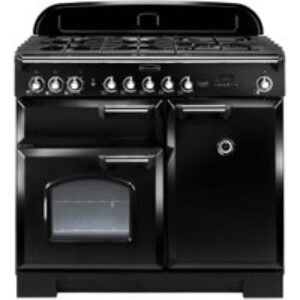 Rangemaster Classic Deluxe Dual Fuel Range Cooker 100cm Black with Chrome Trim - CDL100DFFBL/C