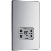 Bg Screwless Flat Plate Brushed Stainless Steel Shaver Socket Dual Voltage 115/230V