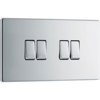 Bg Screwless Flat Plate Polished Chrome 10AX Light Switch 4 Gang 2 Way