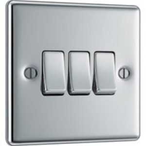 Bg Polished Chrome 10A Switch 3 Gang 2 Way