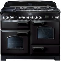 Rangemaster Classic Deluxe Dual Fuel Range Cooker 110cm Black with Chrome Trim – CDL110DFFBL/C