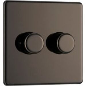 Bg Screwless Flat Plate Black Nickel Dimmer Switch 2 Gang 2 Way