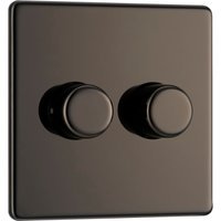 Bg Screwless Flat Plate Black Nickel Dimmer Switch 2 Gang 2 Way