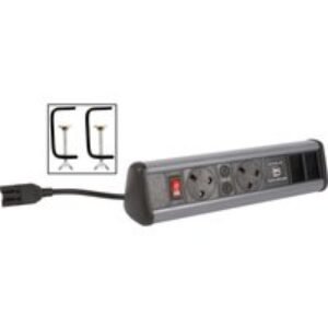 Powerdata Technologies Desktop Power Outlet 2 x Sockets + 2 x CAT6 Couplers + 2 x USB