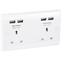 Bg 13A Low Profile Sp USB Unswitched Socket 2 Gang 4 USB 4.2A