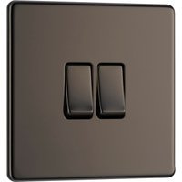 Bg Screwless Flat Plate Black Nickel 10AX Light Switch 2 Gang 2 Way