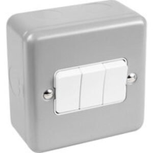 MK Metal Clad 10A Switch 3 Gang 2 Way