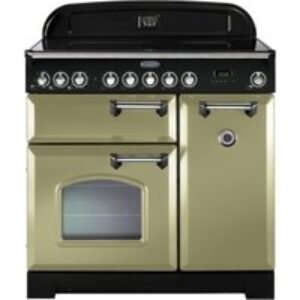 Rangemaster Classic Deluxe Induction Range Cooker 90cm Olive Green with Chrome Trim - CDL90EIOG/C