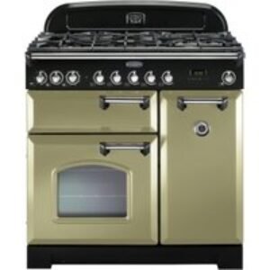 Rangemaster Classic Deluxe Dual Fuel Range Cooker 90cm Olive Green with Chrome Trim - CDL90DFFOG/C
