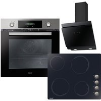 Neue 994559 Multifunction Pyrolytic OVEN, Ceramic Hob and Glass Angled Hood Pack