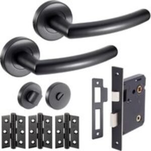 Jb Kind Raven RAVPP Curved Lever On Round Rose Privacy Handle and Latch Pack Matt Black
