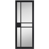 JB Kind City Interior Clear Glazed Door Art Deco Style Panels Black Painted Finish 1981 x 762 x 35mm