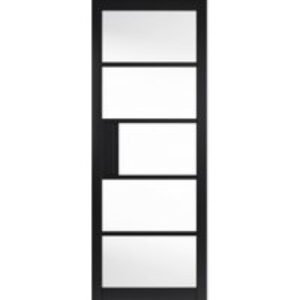 JB Kind Metro Interior Clear Glazed Door Ladder Style Panels Black Painted Finish 1981 x 762 x 35mm