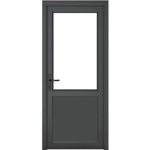 Crystal Single Door Half Glass Half Panel Right Hand Grey 7016 External White Internal Clear 920 x 2090 x 70mm