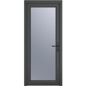 Crystal Single Door Full Glass Left Hand Grey 7016 External White Internal Obscure 920 x 2090 x 70mm
