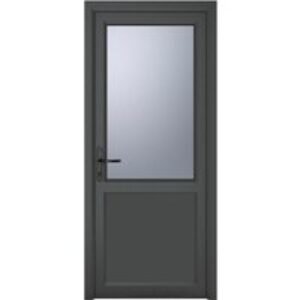 Crystal Single Door Half Glass Half Panel Right Hand Grey 7016 External White Internal Obscure 890 x 2090 x 70mm