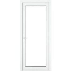 Crystal Single Door Full Glass Right Hand White Clear 890 x 2090 x 70mm