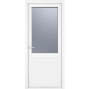 Crystal Single Door Half Glass Half Panel Right Hand White Obscure 890 x 2090 x 70mm