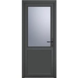 Crystal Single Door Half Glass Half Panel Left Hand Grey 7016 External White Internal Obscure 890 x 2090 x 70mm