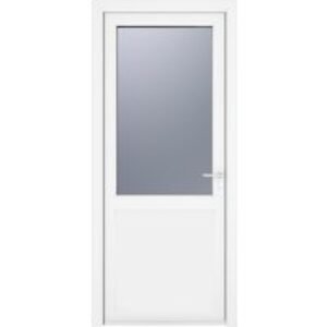 Crystal Single Door Half Glass Half Panel Left Hand White Obscure 890 x 2090 x 70mm