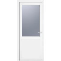 Crystal Single Door Half Glass Half Panel Left Hand White Obscure 890 x 2090 x 70mm