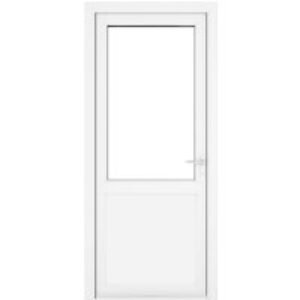 Crystal Single Door Half Glass Half Panel Left Hand White Clear 840 x 2090 x 70mm