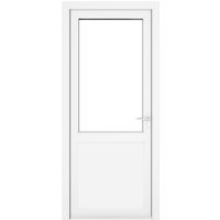 Crystal Single Door Half Glass Half Panel Left Hand White Clear 840 x 2090 x 70mm
