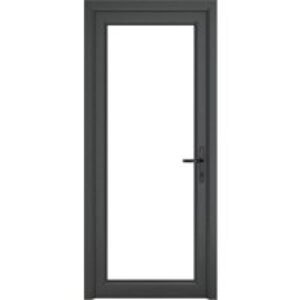 Crystal Single Door Full Glass Left Hand Grey 7016 External White Internal Clear 890 x 2090 x 70mm