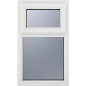 Crystal Upvc Window White A Rated Top Hung Opener Over Fixed Light 610mm x 1190mm Obscure Glazing
