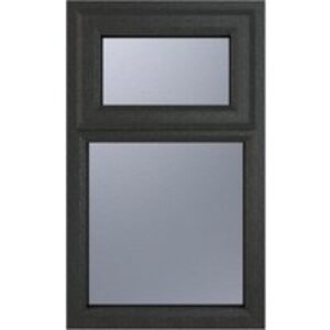 Crystal Upvc Window Grey 7016 External White Internal A Rated Top Hung Opener Over Fixed Light 905mm x 965mm Obscure Glazing