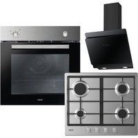 Neue 994579 Single Fan OVEN, Gas Hob with Cast Iron Supports and Glass Angled Hood Pack