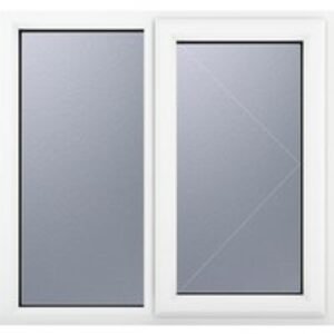 Crystal Upvc Window White A Rated Right Hand Side Hung Next to A Fixed Light 905mm x 965mm Obscure Glazing