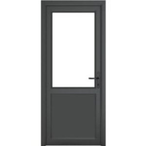 Crystal Single Door Half Glass Half Panel Left Hand Grey 7016 External White Internal Clear 890 x 2090 x 70mm