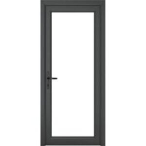 Crystal Single Door Full Glass Right Hand Grey 7016 External White Internal Clear 840 x 2090 x 70mm