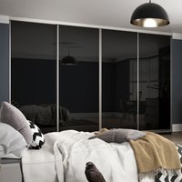 Spacepro Contour 4 x Silver Frame Black Glass Sliding Doors H2260 x W2978