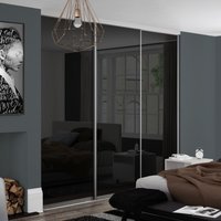 Spacepro Contour 3 x Silver Frame Black Glass Sliding Doors H2260 x W2216