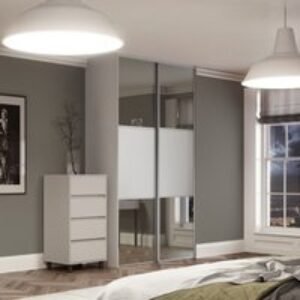 Spacepro Classic 2 x Dove Grey Frame Mirror Dove Grey Panel Sliding Doors H2260 x W1793