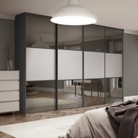 Spacepro Classic 4 x Graphite Frame Mirror Dove Grey Panel Sliding Doors H2260 x W2370
