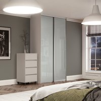 Spacepro Contour 2 x Silver Frame Arctic White Glass Sliding Doors H2260 x W1793