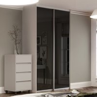 Spacepro Contour 2 x Silver Frame Black Glass Sliding Doors H2260 x W1793