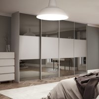 Spacepro Classic 4 x Cashmere Frame Mirror Cashmere Panel Sliding Doors H2260 x W3586
