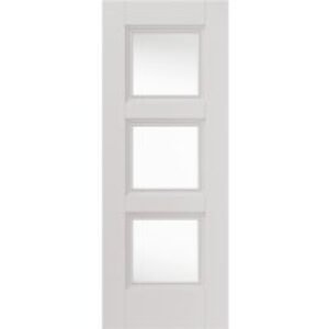 JB Kind Catton 3 Light Clear Glazed White Primed 1981 x 838 x 35mm