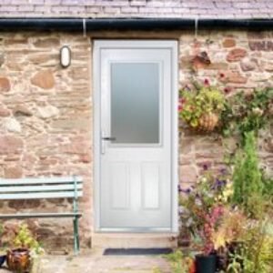 Crystal Composite Door Two Square Large Glass White Right Hand 150mm Cill Included 920mm x 2055mm Obscure Glass Glazing