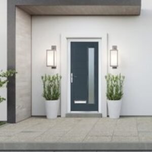 Crystal Composite Door Long Glass Anthracite Grey Right Hand 150mm Cill Included 920mm x 2055mm Obscure Glass GLAZING.