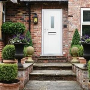 Crystal Composite Door Cottage Long Glass White Right Hand 150mm Cill Included 920mm x 2055mm Obscure Glass GLAZING.