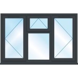 Euramax Grey Upvc Casement Window 4 Panel Top, Left and Right Side Hung 1770 x 1160mm Clear Glass